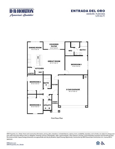 2D floor plan layout of this home in Entrada Del Oro, Gold Canyon, AZ (Image 4).
