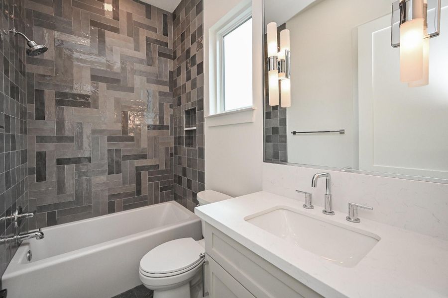Designer Tile & Visual Comfort. 3rd Full Bath with Soaking Tub.