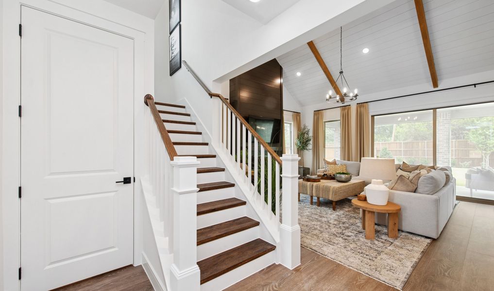 Gorgeous wooden staircase to second floor Gorgeous wooden staircase to second floor