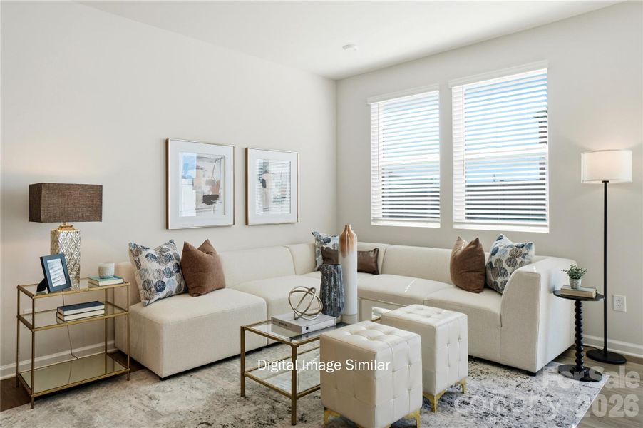 Furnished interior view inside a new home in The Townes at Cheyney, Charlotte (Image 15). Furnished interior view inside a new home in The Townes at Cheyney, Charlotte (Image 15).