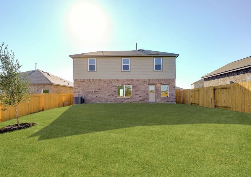 The back yard of the Gideon is fully fenced-in.