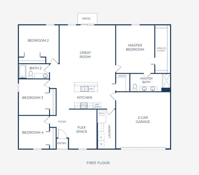2D floor plan layout for the Iris by Maronda Homes in Inverness, Inverness, FL (Image 3).