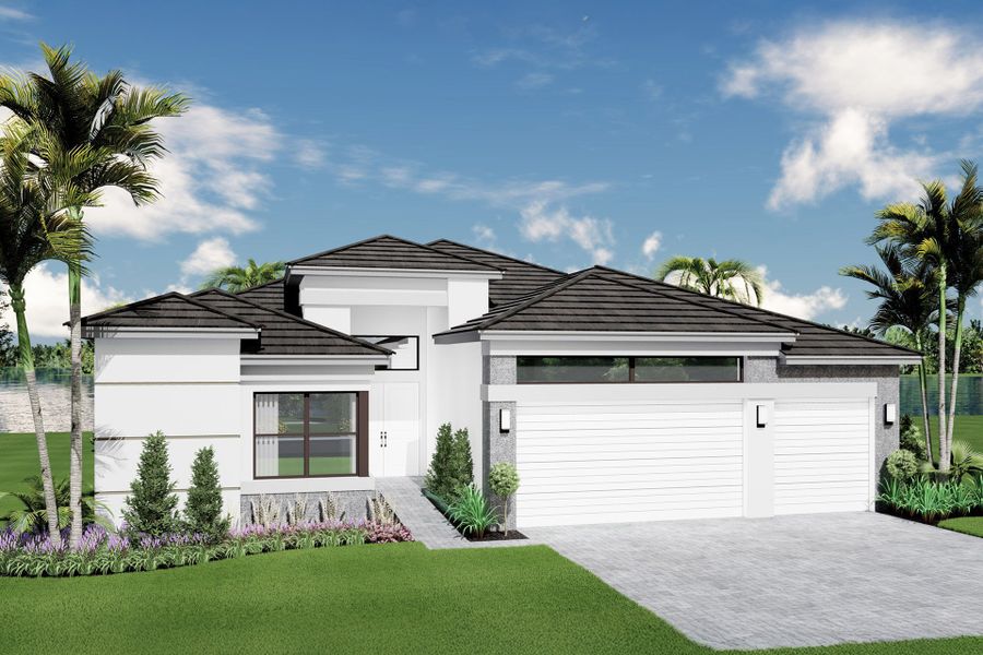 Representative exterior photo of a completed home built from the Savannah by GL Homes in Valencia Del Mar (55+), Boynton Beach, FL (Image 11).