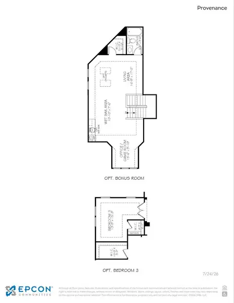 2D floor plan layout for the Provenance by Epcon Communities in The Courtyards at Redbud Lane, Holly Springs, GA (Image 32).