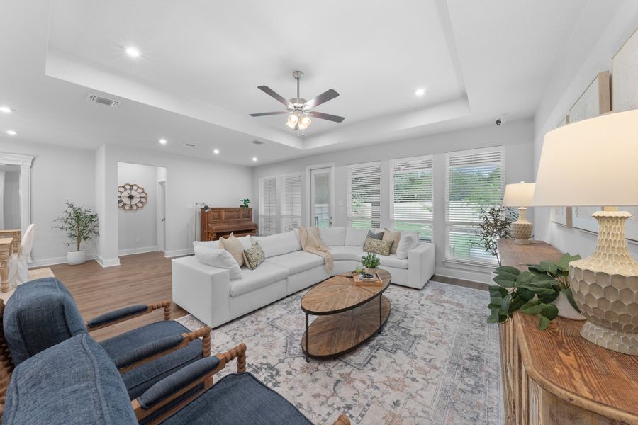 Representative furnished interior of a home built from the Florence by Omega Builders in Three Creeks, Belton (Image 7). Representative furnished interior of a home built from the Florence by Omega Builders in Three Creeks, Belton (Image 7).