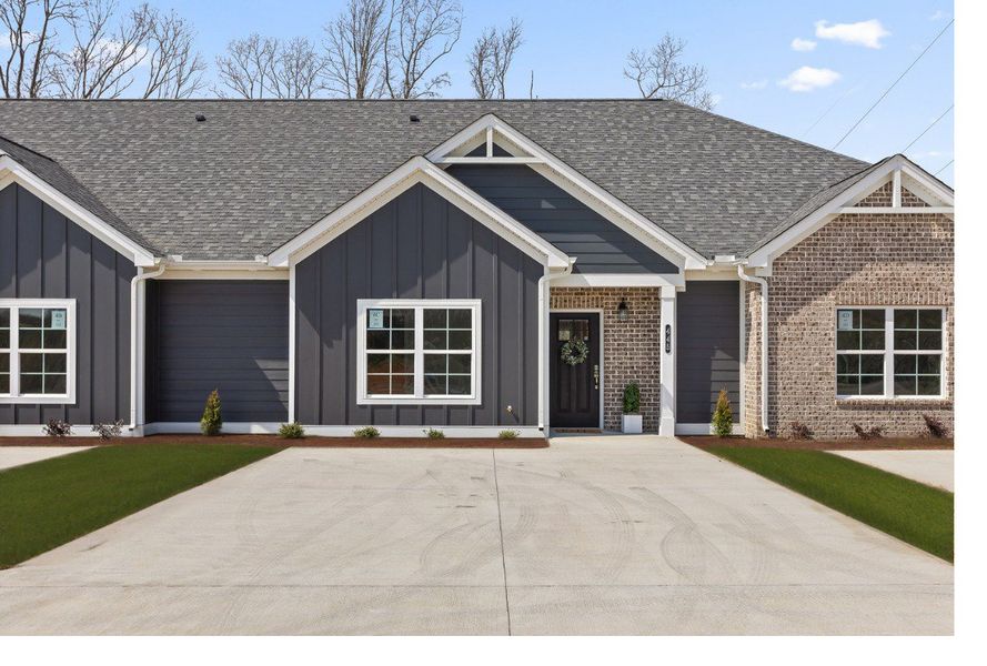 Representative exterior photo of a completed home built from the Bradley by Riverstone Construction, LLC in Bellingham Townhomes, Cleveland, TN (Image 2).