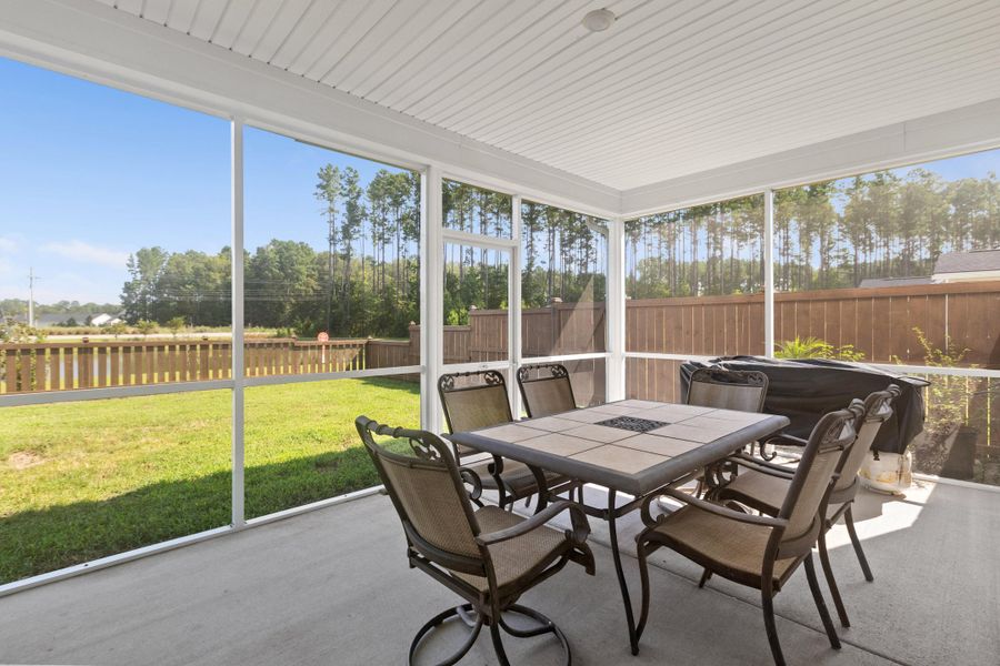 Exterior details and patio area of a home in Sweetgrass at Summers Corner, Summerville (Image 24).