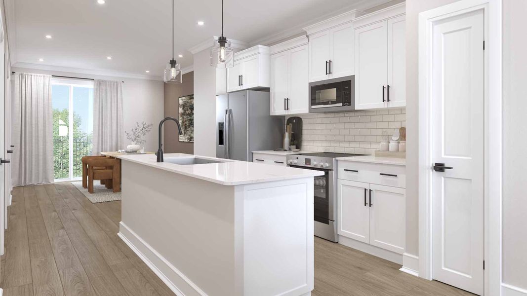 Representative furnished interior of a home built from the Carlton by D.R. Horton in Anderson Street Townhomes, Charlotte (Image 4).