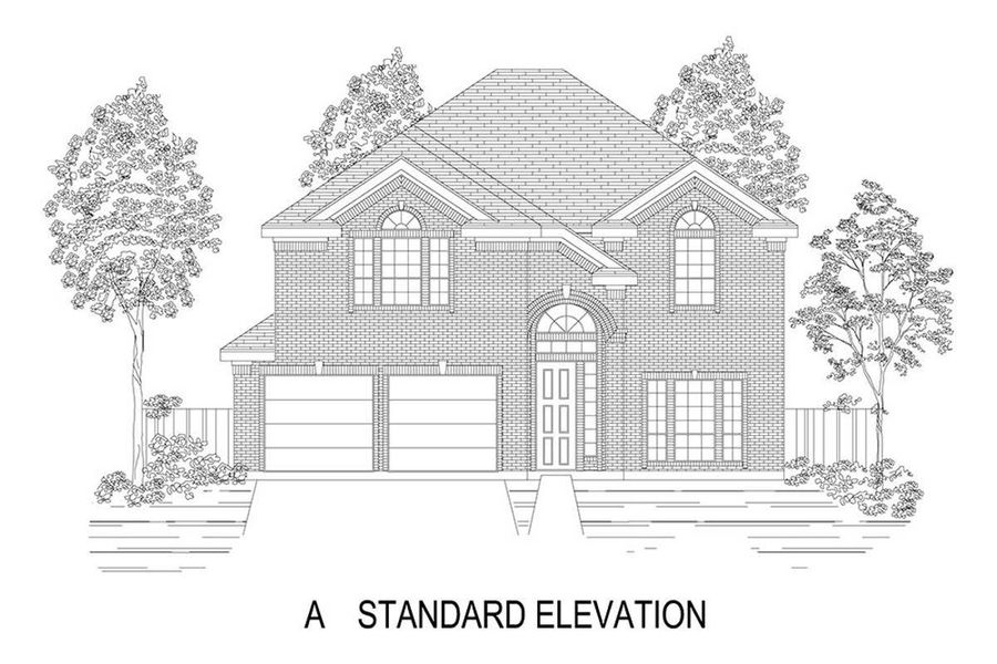 Representative rendering of the exterior for the Harvard 2F-EW (w/Media) by First Texas Homes (Image 3).