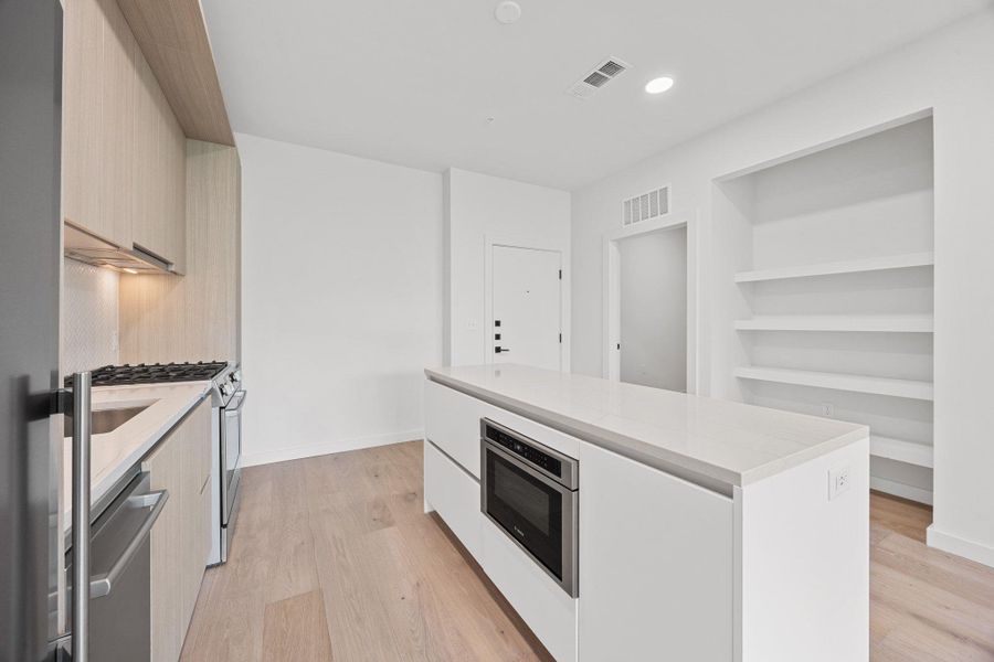 Furnished interior view inside a new home in One Oak, Austin (Image 2). Furnished interior view inside a new home in One Oak, Austin (Image 2).