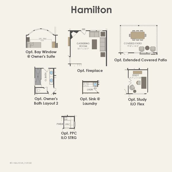 2D floor plan layout for the Hamilton by Pulte Homes in Creekview Meadows, Pilot Point, TX (Image 19). 2D floor plan layout for the Hamilton by Pulte Homes in Creekview Meadows, Pilot Point, TX (Image 19).