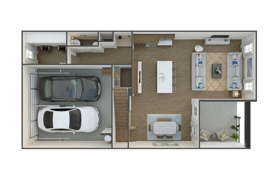 The Boyd Floor Plan Rendering *actual finishes, color scheme, and orientation varies on this actual home