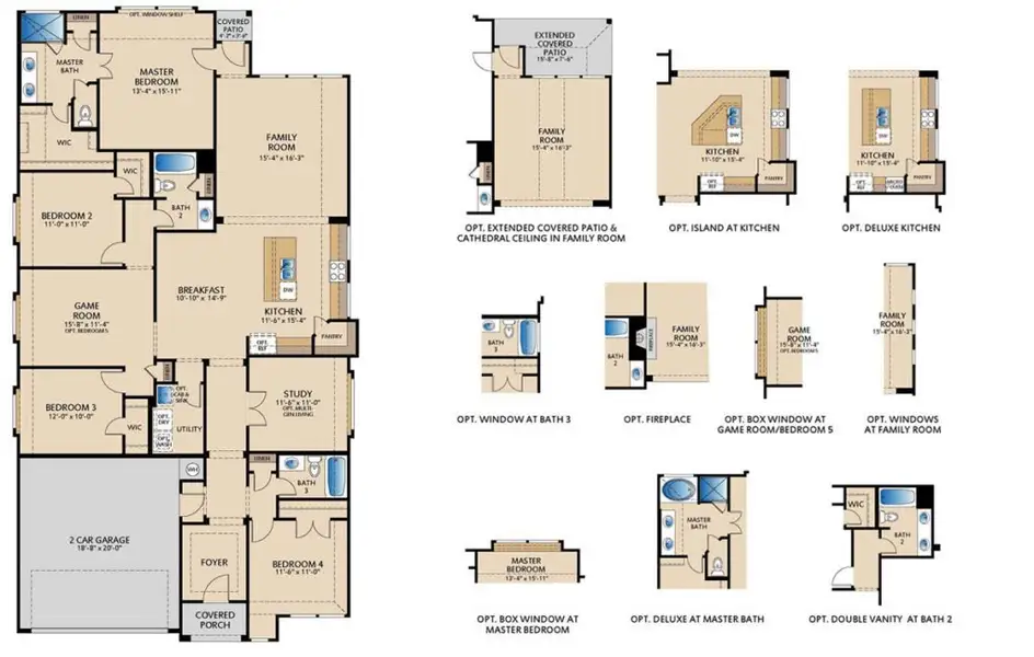 2D floor plan layout for the Addison II by Pacesetter Homes in River Ranch, Van Alstyne, TX (Image 5).