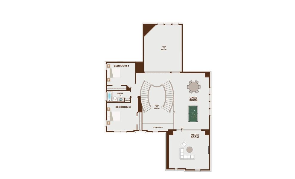 2D floor plan layout for the Downton Abbey by Grand Homes in Ridgeline, McKinney, TX (Image 4).