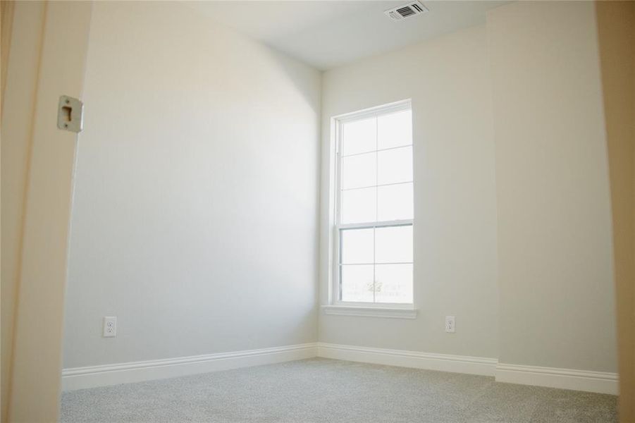 Unfurnished room featuring a wealth of natural light and light carpet