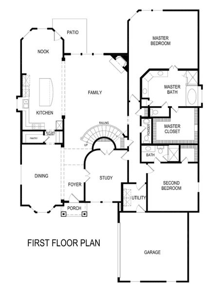 2D floor plan layout for the Crestone FSW by First Texas Homes in Cambridge Estates, Prosper, TX (Image 3).