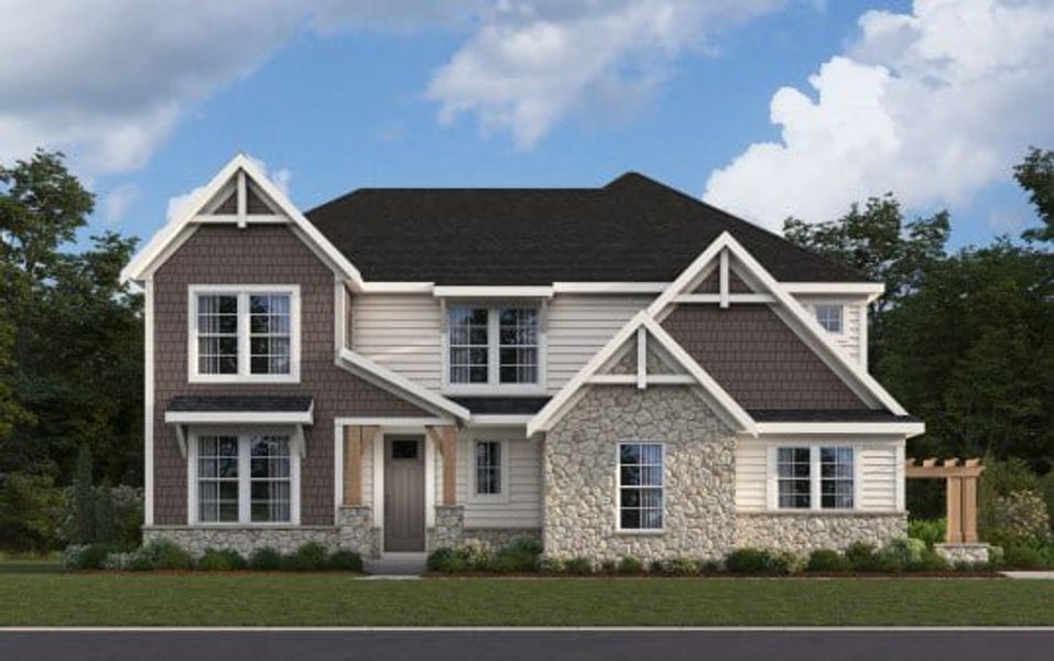 Representative exterior photo of a completed home built from the Pearson by Fischer Homes in Watson at Flowers Plantation, Clayton, NC (Image 9).
