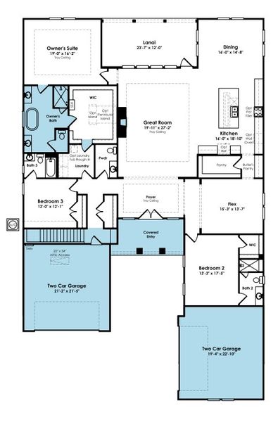 2D floor plan layout of this home in Cresswind at Spring Haven, Newnan, GA (Image 4).