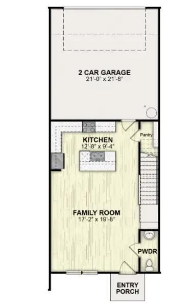 2D floor plan layout for the St Andrews by Rockwell Homes in Whaley Grove Townhomes, St. Cloud, FL (Image 5).