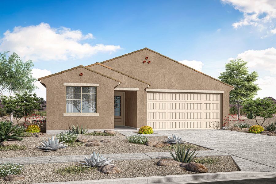 Representative exterior photo of a completed home built from the Copper by Mattamy Homes in Soleo, San Tan Valley, AZ (Image 3). Representative exterior photo of a completed home built from the Copper by Mattamy Homes in Soleo, San Tan Valley, AZ (Image 3).