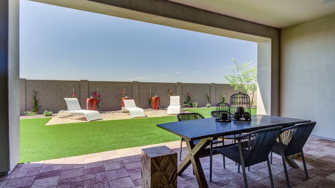 Exterior details and patio area of a home in Elegance at Eastmark, Mesa (Image 4).
