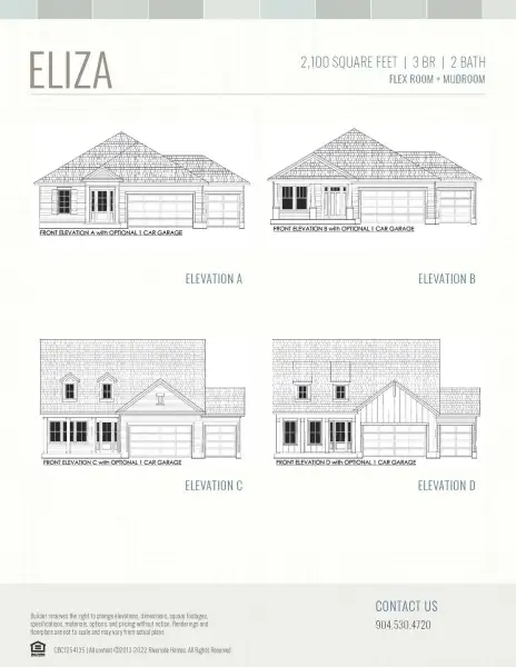 2D floor plan layout for the Eliza by Riverside Homes in Sagebrush at EverRange, Jacksonville, FL (Image 7).