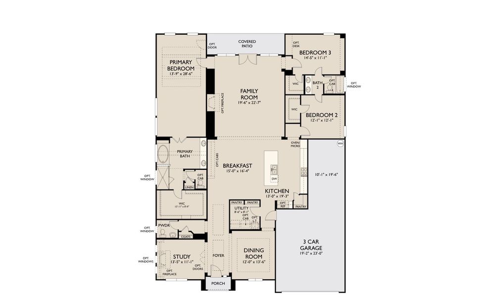 2D floor plan layout for the Milam by Ashton Woods in Megan's Landing, Castroville, TX (Image 3). 2D floor plan layout for the Milam by Ashton Woods in Megan's Landing, Castroville, TX (Image 3).
