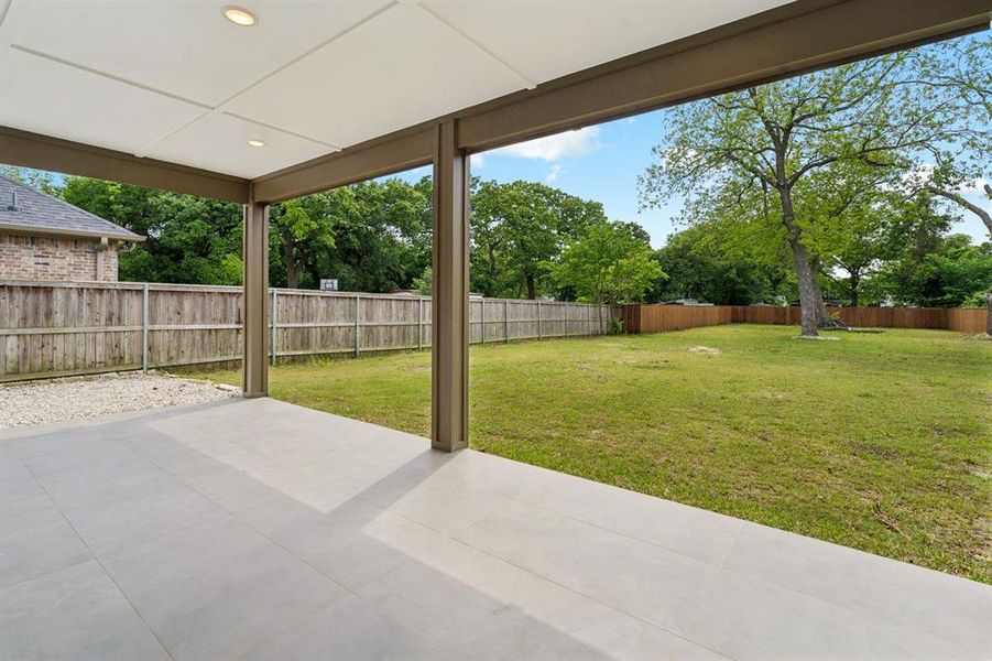 Large covered patio.