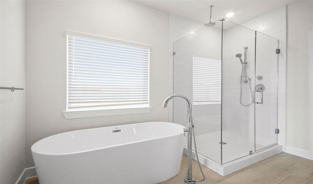 Primary bath with separate shower and soaking tub