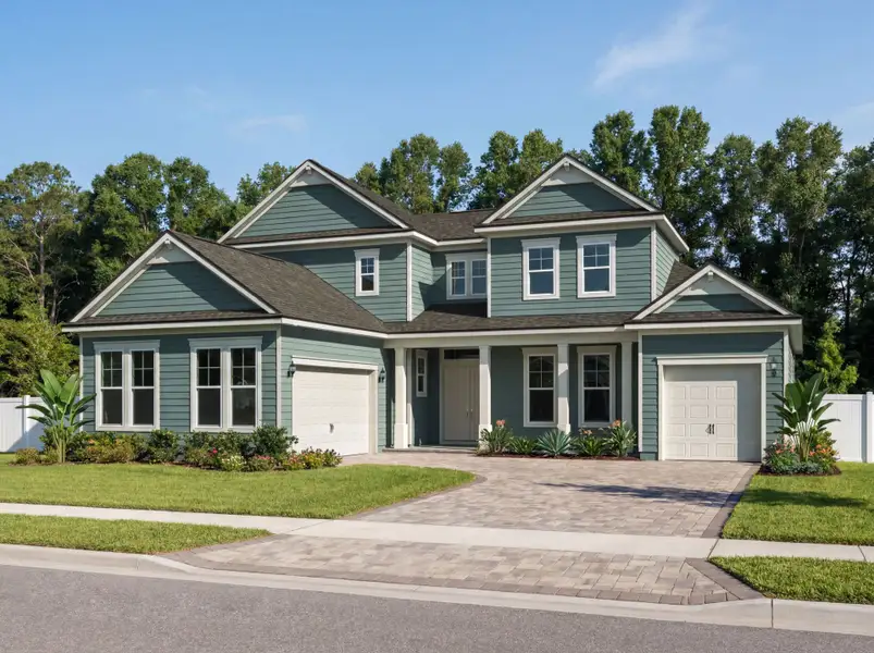 Representative exterior photo of a completed home built from the Carnegie Grand by Pulte Homes in Oakmere, Jacksonville, FL (Image 1). Representative exterior photo of a completed home built from the Carnegie Grand by Pulte Homes in Oakmere, Jacksonville, FL (Image 1).