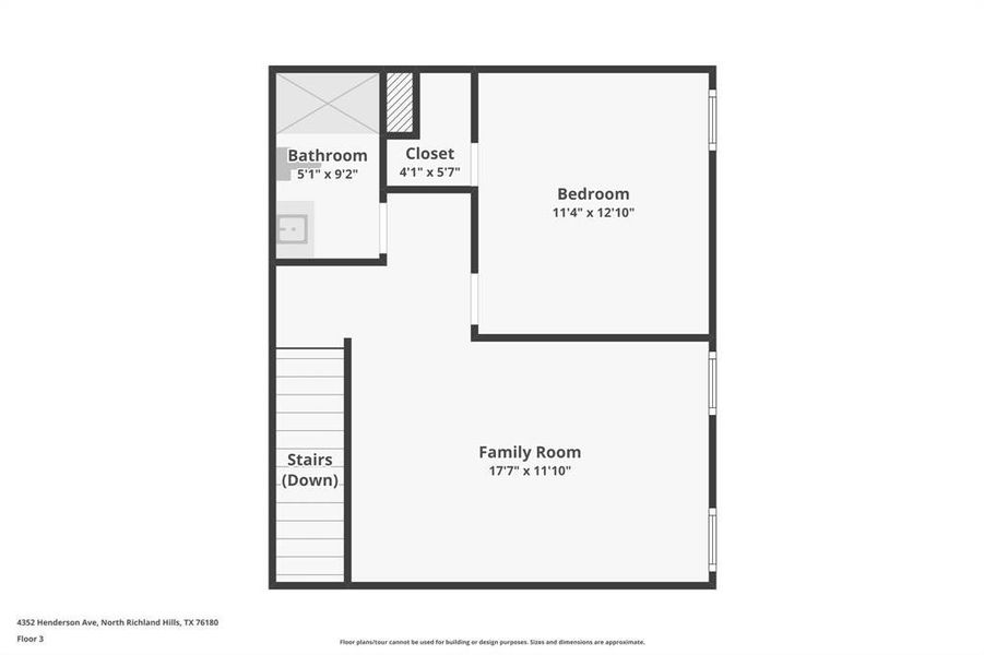 View of third floor with measurements