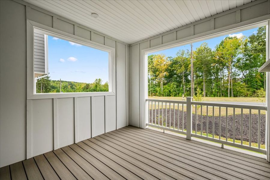 Exterior details and patio area of a home in Townes at The Station, Apex (Image 2).
