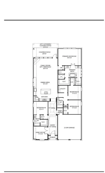 2D floor plan layout of this home in Jordan Ranch 50', Fulshear, TX (Image 2).