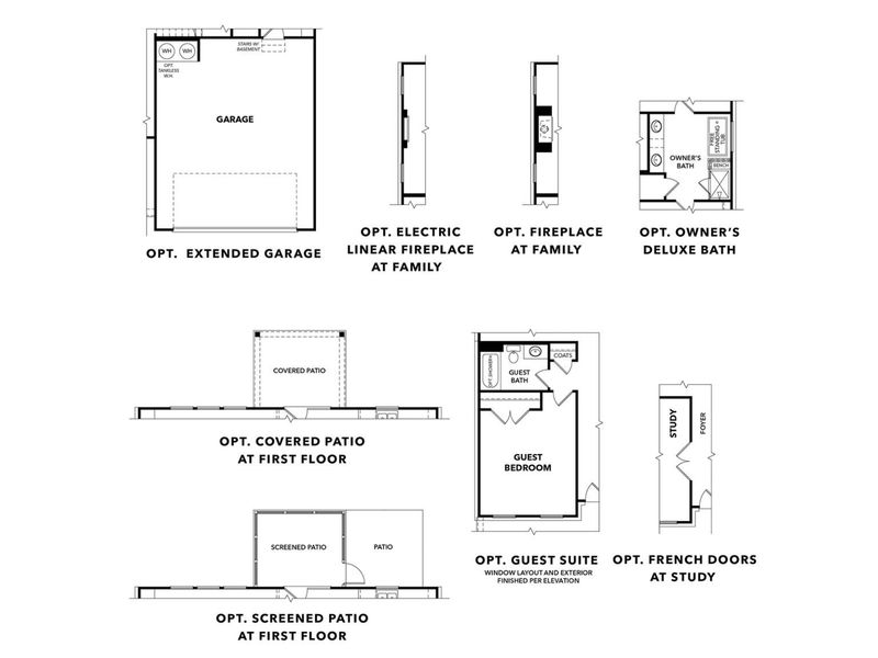 2D floor plan layout for the The Hickory F by Davidson Homes LLC in Fern Hollow, Buford, GA (Image 5). 2D floor plan layout for the The Hickory F by Davidson Homes LLC in Fern Hollow, Buford, GA (Image 5).