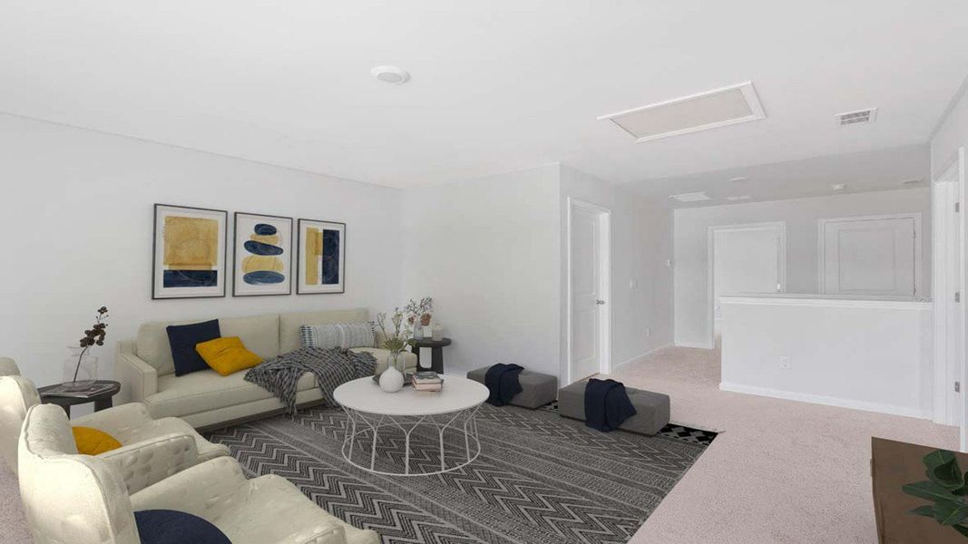 Representative furnished interior of a home built from the MANNING by D.R. Horton in Autumn's Wood, Brunswick (Image 8).