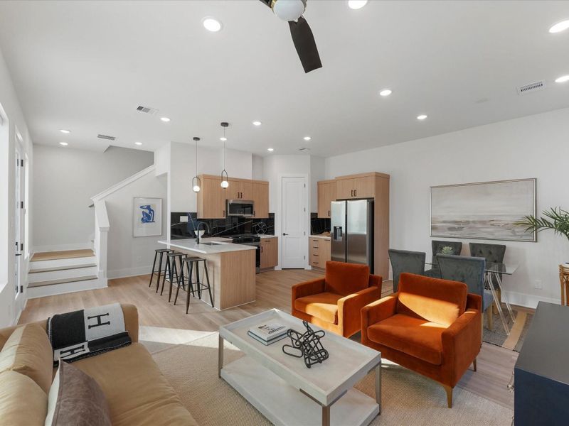 Furnished interior view inside a new home in Jesselton Square at Creekmont, Houston (Image 13). Furnished interior view inside a new home in Jesselton Square at Creekmont, Houston (Image 13).