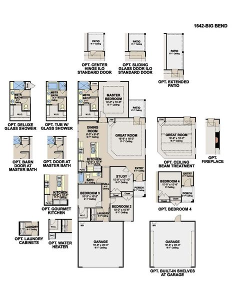 2D floor plan layout for the Big Bend by Hakes Brothers in Highland Ridge, New Braunfels, TX (Image 5). 2D floor plan layout for the Big Bend by Hakes Brothers in Highland Ridge, New Braunfels, TX (Image 5).