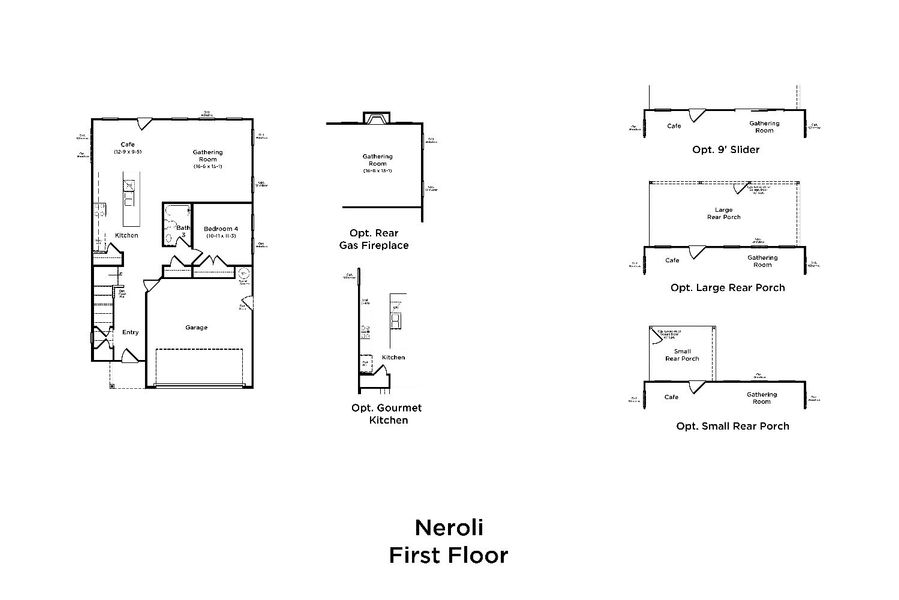 2D floor plan layout for the Neroli by DRB Homes in Pleasant Falls, Moore, SC (Image 3).