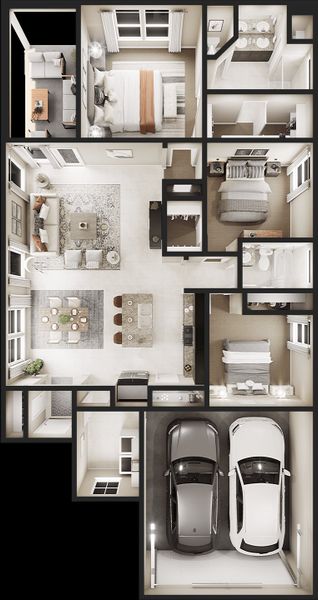 2D floor plan layout for the Bluebonnet by Tri Pointe Homes in Mason Woods, Cypress, TX (Image 3).