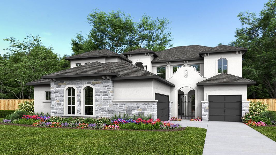 Representative exterior photo of a completed home built from the 4379S by Perry Homes in Santa Rita Ranch Tierra Rosa, Liberty Hill, TX (Image 4).