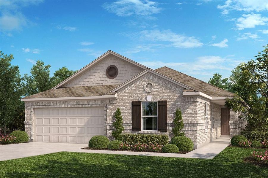 Front exterior of a new home in The Preserve, Justin, TX, highlighting curb appeal (Image 1). Front exterior of a new home in The Preserve, Justin, TX, highlighting curb appeal (Image 1).