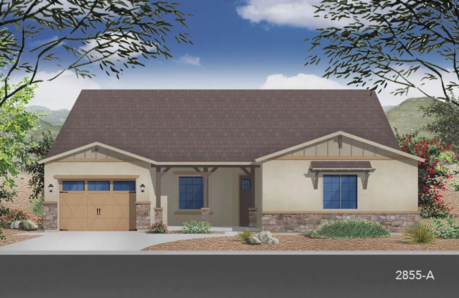 Exterior rendering of this home design in Valencia at Granite Vista, Waddell, AZ (Image 5).