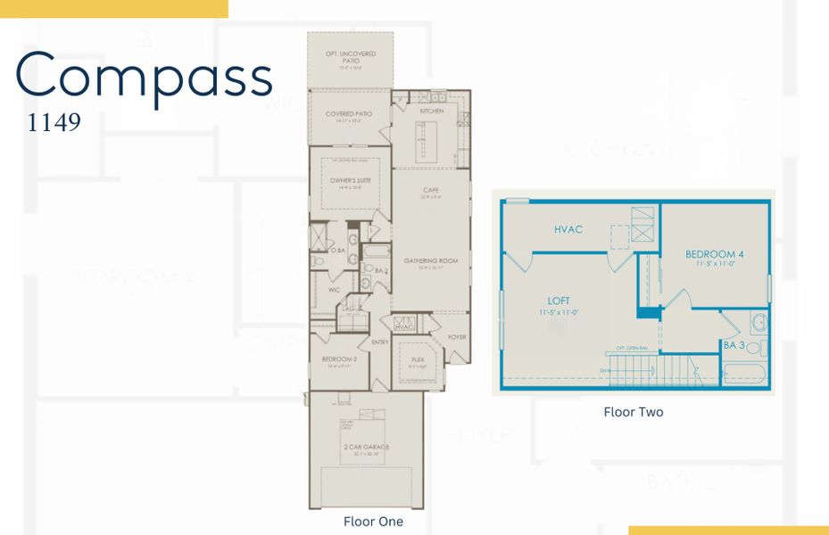 2D floor plan layout of this home in The Haven at Riverlights, Wilmington, NC (Image 3).