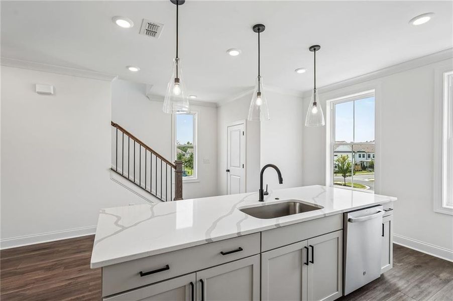 Furnished interior view inside a new home in Millcroft Townhomes, Buford (Image 8). Furnished interior view inside a new home in Millcroft Townhomes, Buford (Image 8).