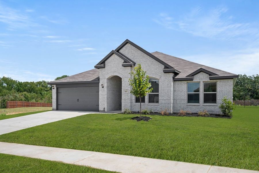 Front exterior of a new home in Mountain Valley, Burleson, TX, highlighting curb appeal (Image 22).