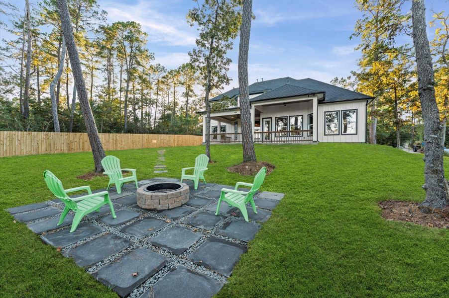 fire pit in the backyard
