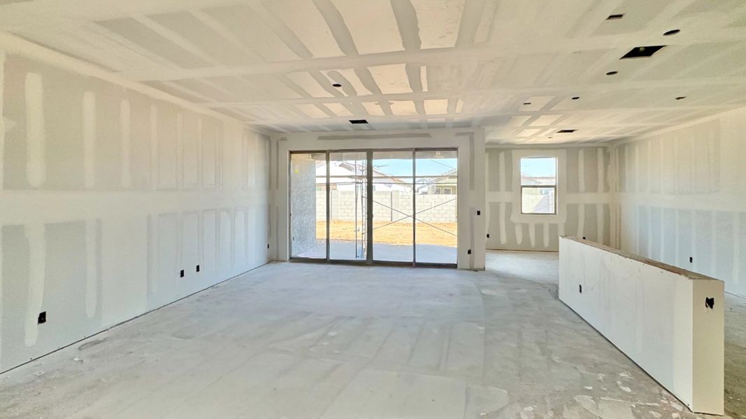 Great room, kitchen and dining