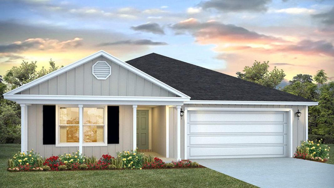 Representative exterior photo of a completed home built from the Ryder by D.R. Horton in Ashton Park Phase III, Freeport, FL (Image 2).