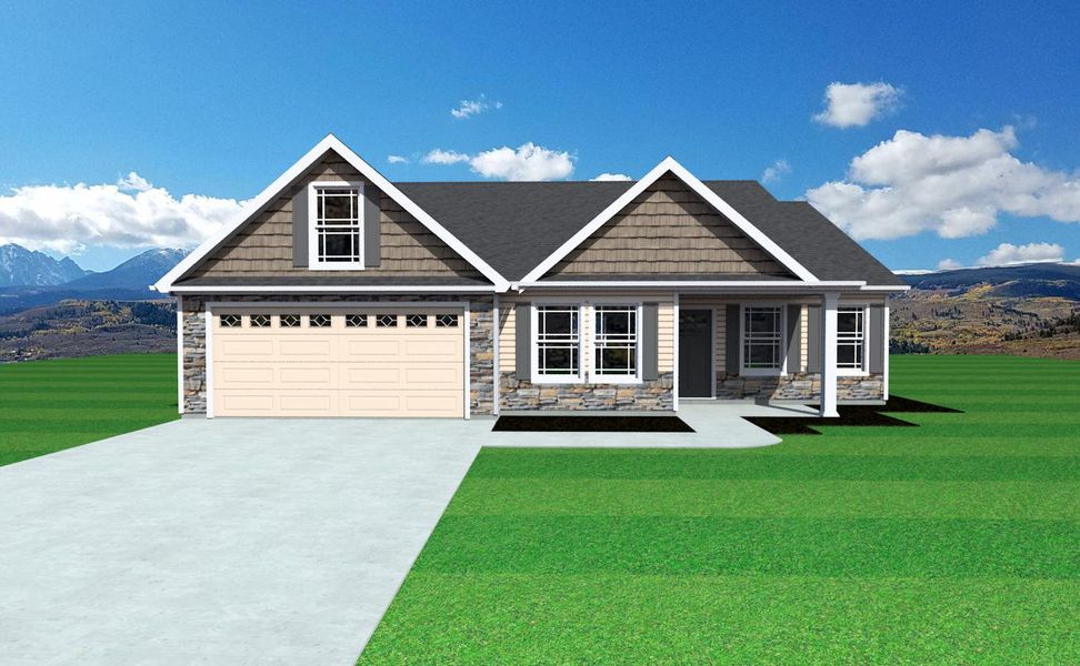 Representative exterior photo of a completed home built from the Jackson by Enchanted Homes in Ballentine Ridge, Lyman, SC (Image 25).