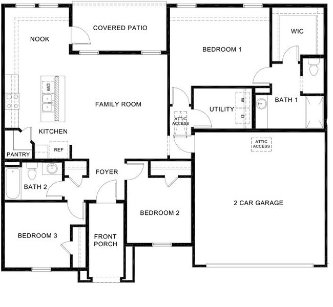 2D floor plan layout for the Artisan by D.R. Horton in The Hills of Sherman, Sherman, TX (Image 3).